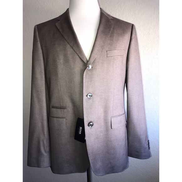 NWT $995 Boss Hugo Boss Johnston2 Silk Sport Coat Jacket Brown 42R US (52 Eu)